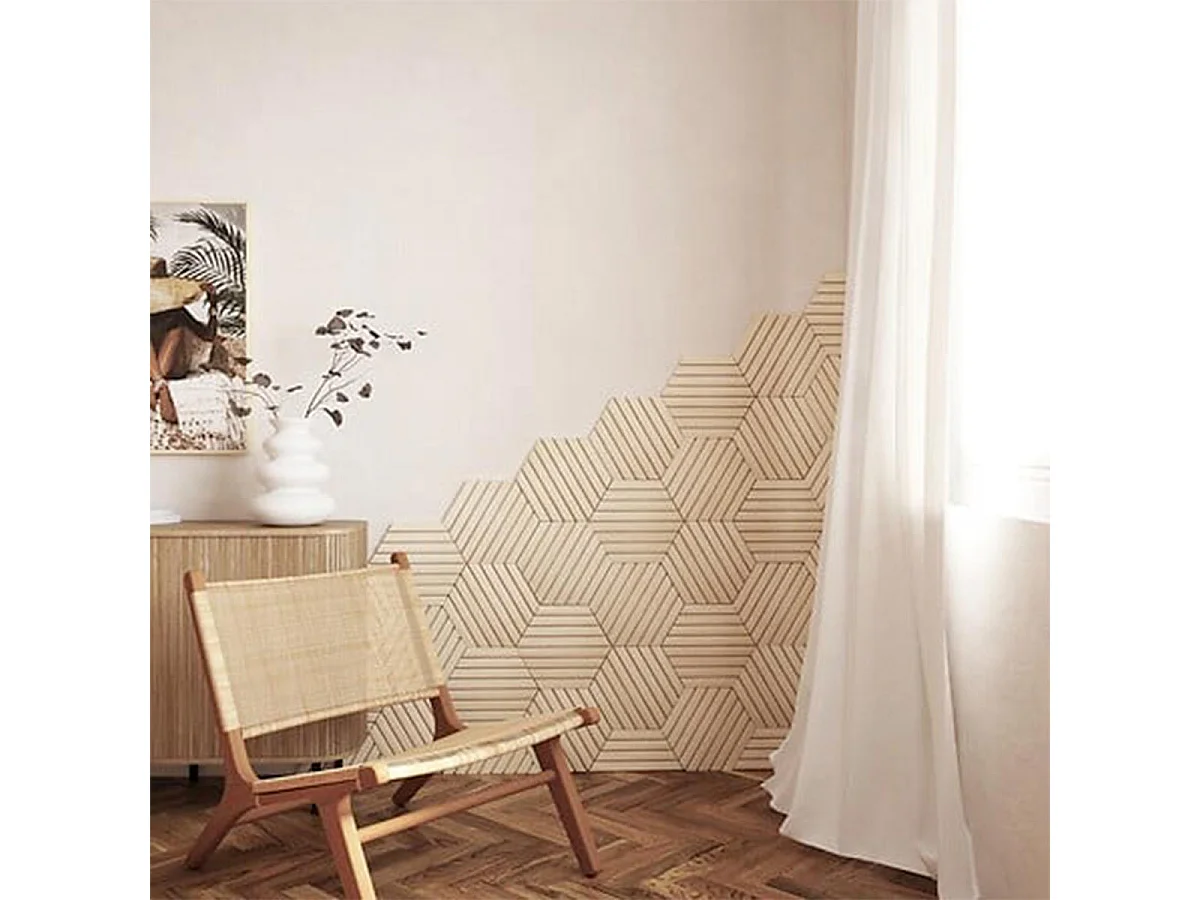 Lot de 3 Panneaux Déco Hexagonal "Colva" 30x26cm Beige