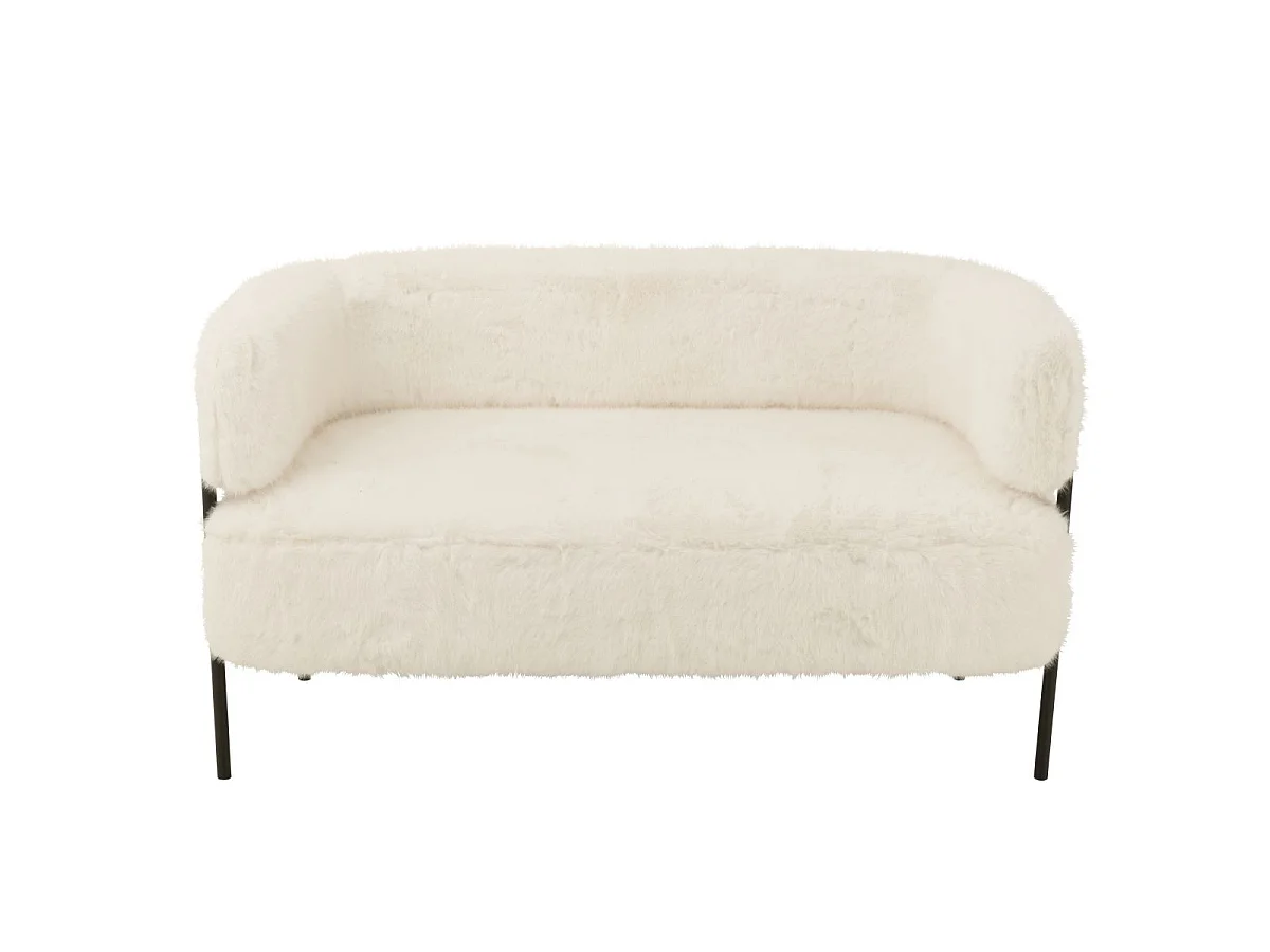 Canapé 2 Places Imitation Fourrure "Bun" 133cm Blanc