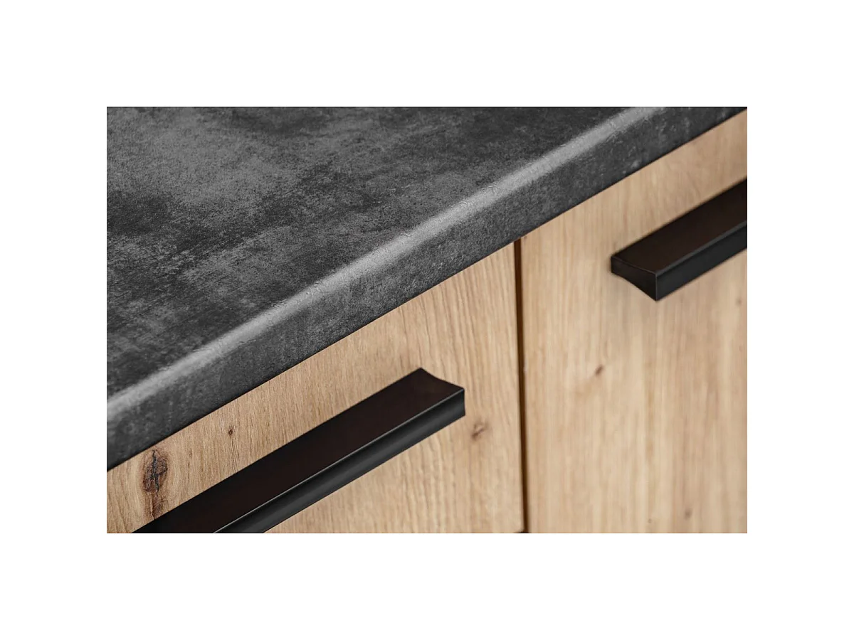 Ensemble Meuble de Cuisine "Porto" 220cm Anthracite & Naturel