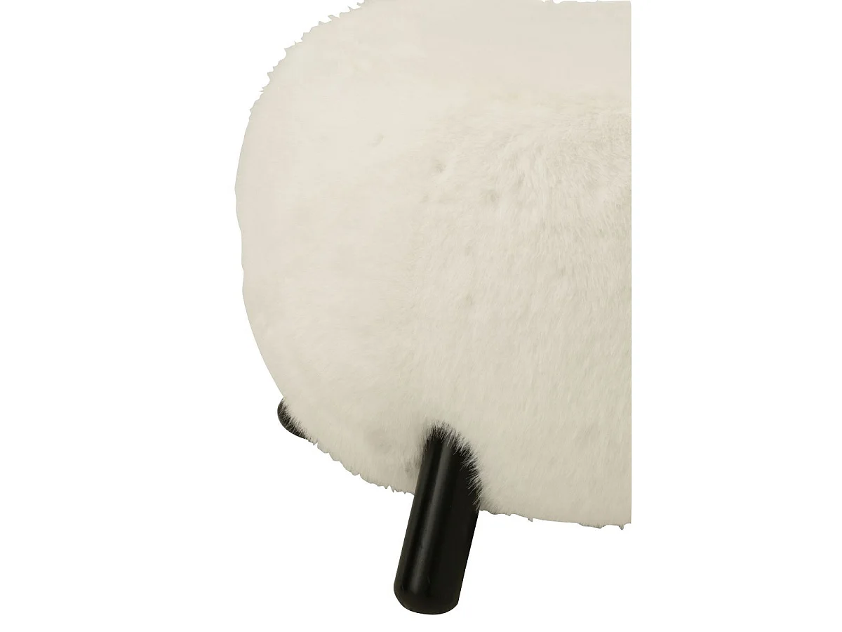Tabouret Imitation Fourrure "Bun" 53cm Blanc