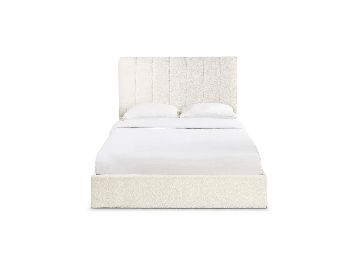 Lit Coffre Design Bouclette "Songa" 140x190cm Beige