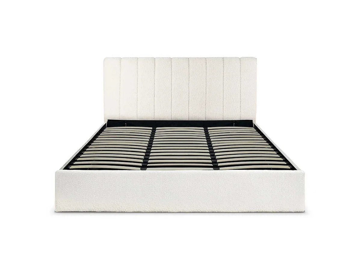 Lit Coffre Design Bouclette "Songa" 180x200cm Beige