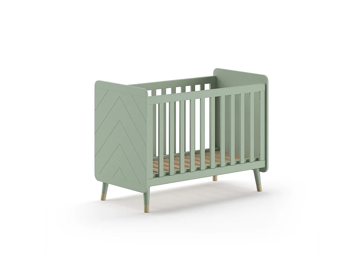Pack - Lit Bébé, Armoire & Commode "Billy" 60x120cm Blanc & Vert