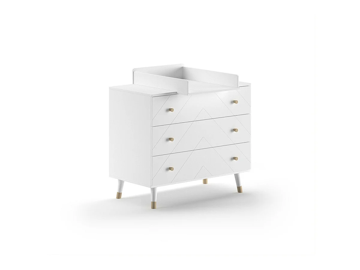 Pack - Lit Bébé, Armoire & Commode "Billy II" 60x120cm Blanc & Vert