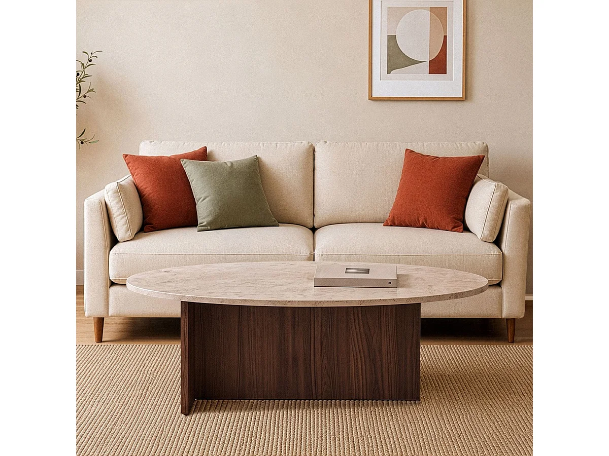 Mesa de centro con tapa ovalada L125 cm - ANNA