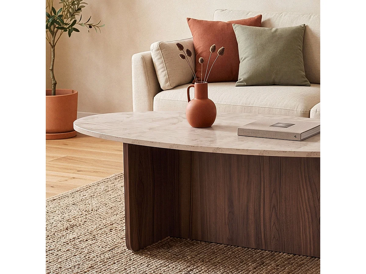 Mesa de centro con tapa ovalada L125 cm - ANNA