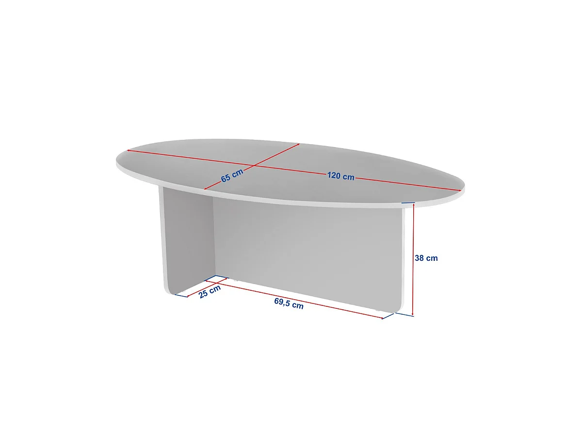 Mesa de centro con tapa ovalada L125 cm - ANNA