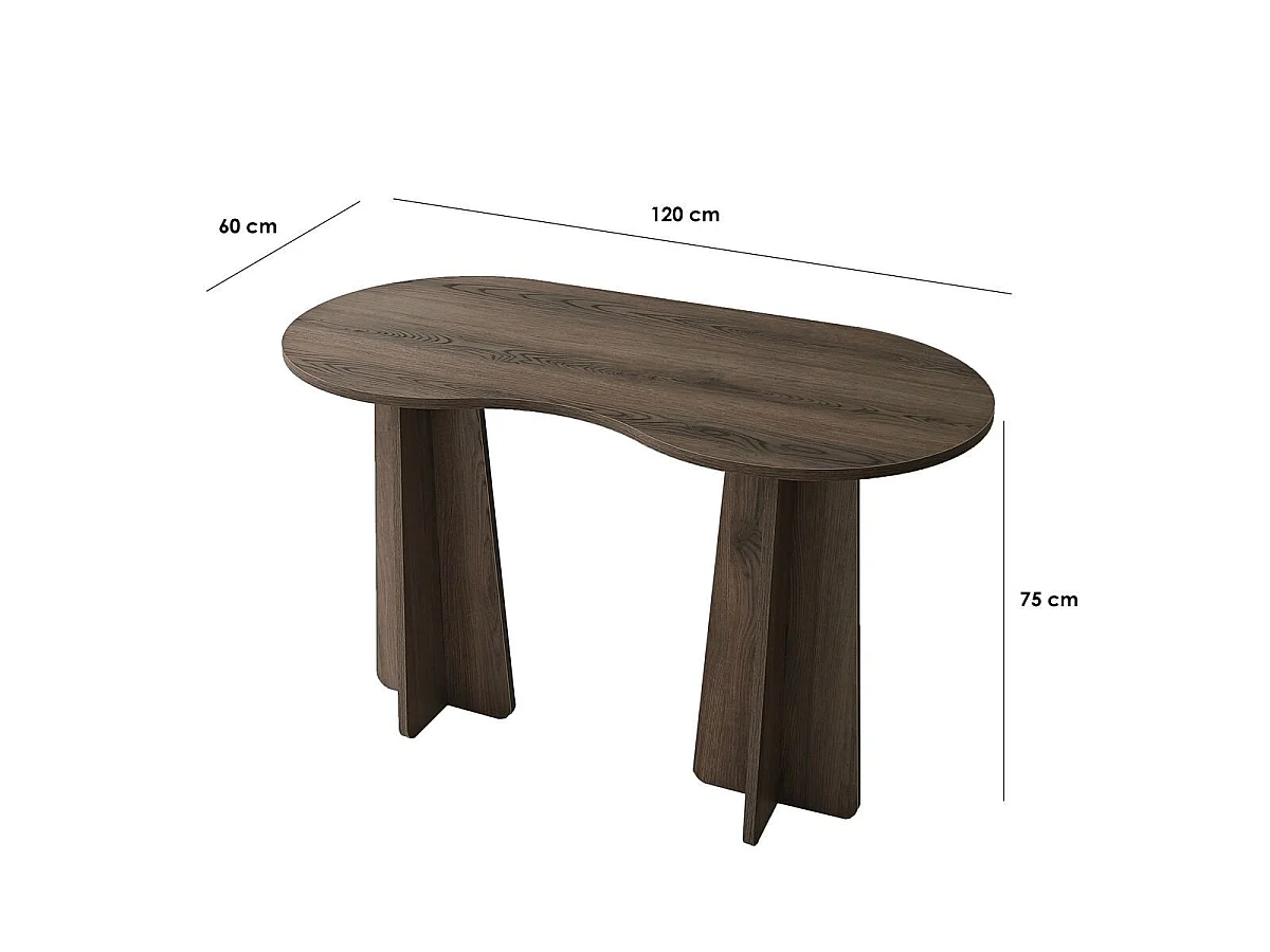 COMO skrivebord med organisk formet bordplade, 120 cm