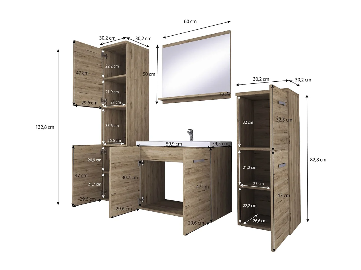 Meubles de salle de bains MALAGA, Beige Cachemire