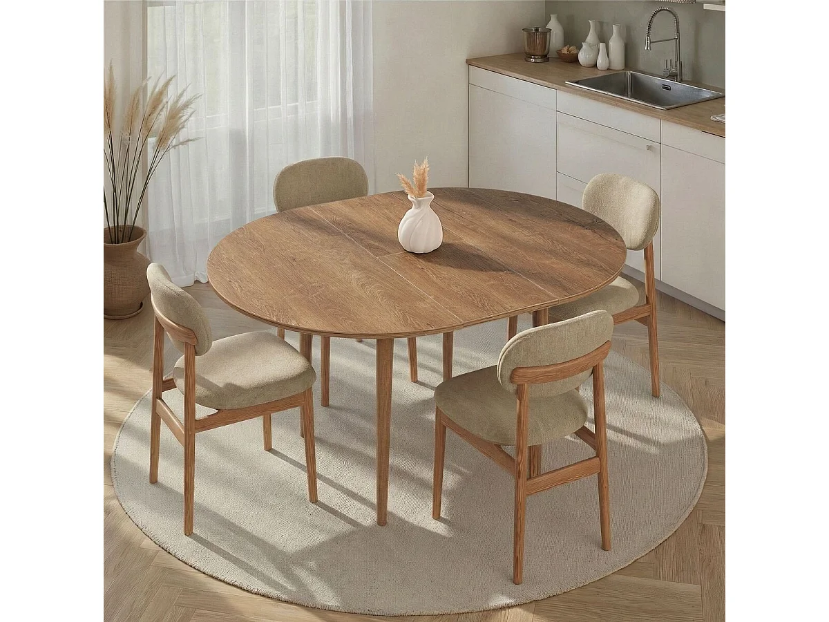 Table à manger ronde extensible de 100 à 131 cm - KLARA