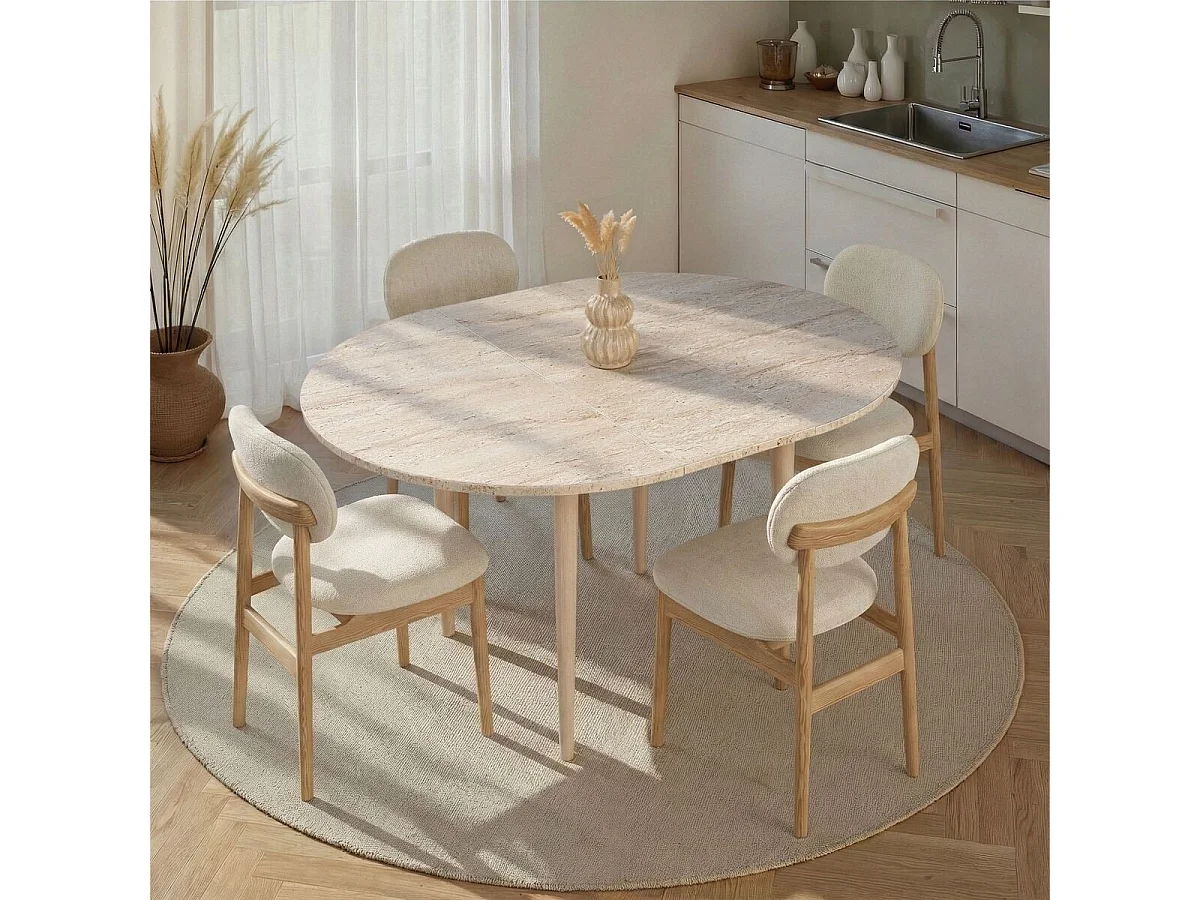 Table à manger ronde extensible de 100 à 131 cm - KLARA