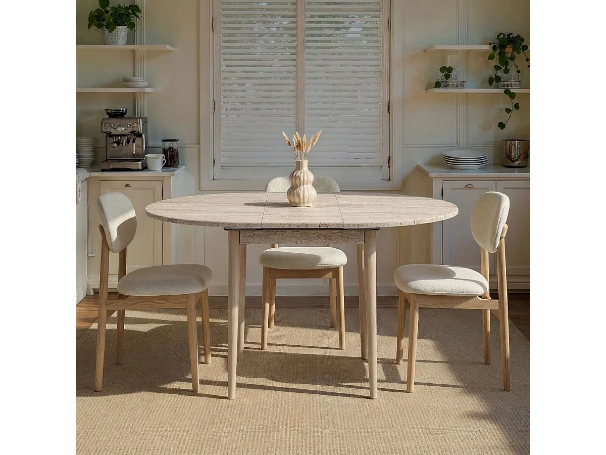 Table à manger ronde extensible de 100 à 131 cm - KLARA