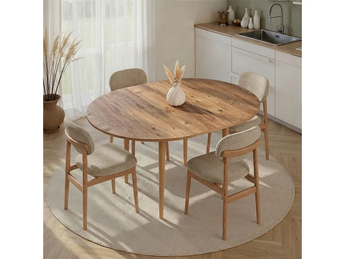 Table à manger ronde extensible de 100 à 131 cm - KLARA