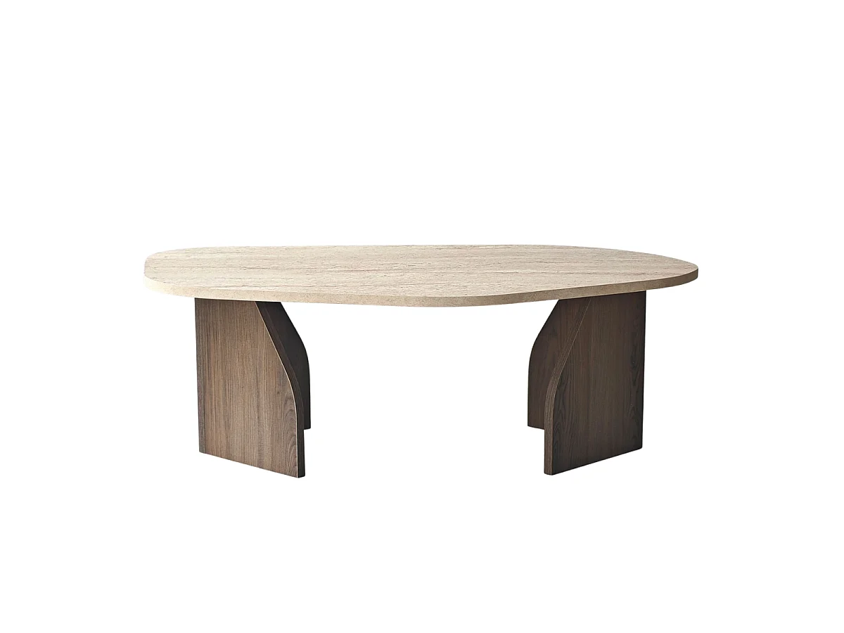 Table basse avec plateau de forme organique et pieds larges L100 cm - ROCK
