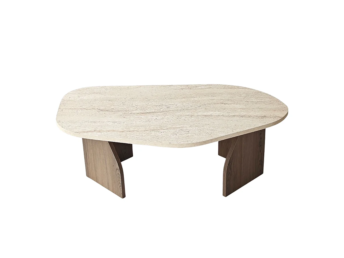 Table basse avec plateau de forme organique et pieds larges L100 cm - ROCK