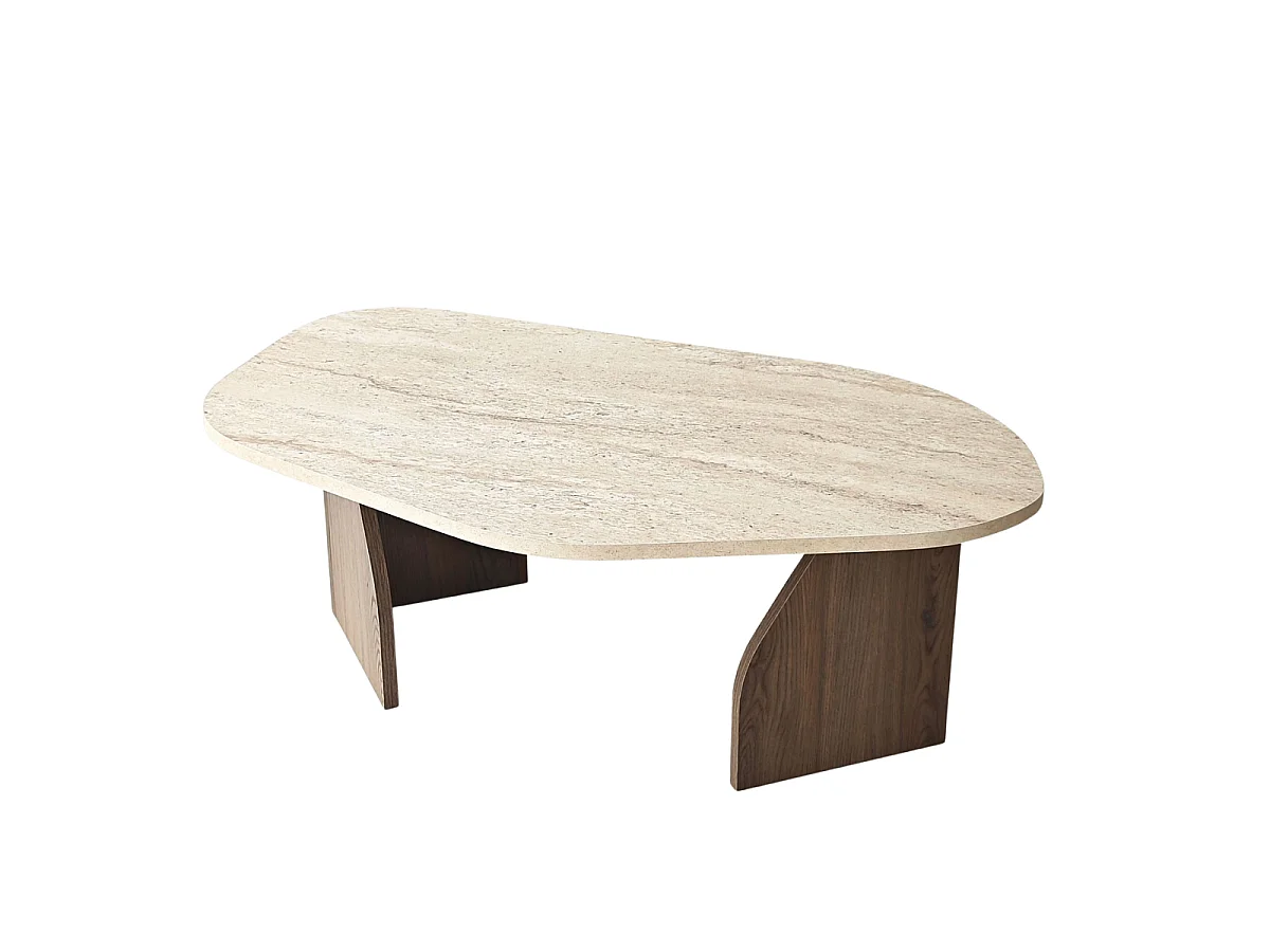 Table basse avec plateau de forme organique et pieds larges L100 cm - ROCK