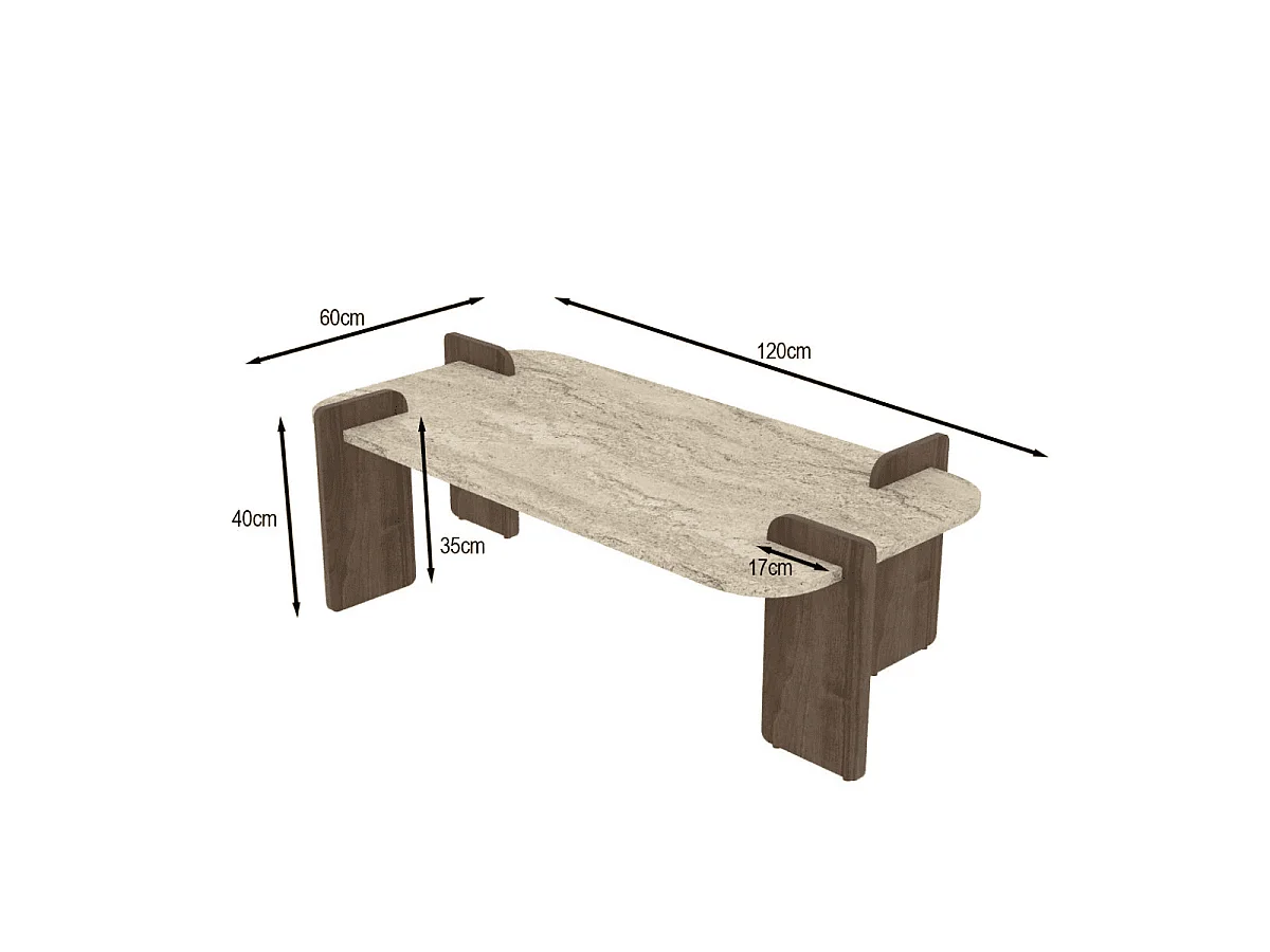Table basse rectangulaire avec bords arrondis L120 cm ELIA