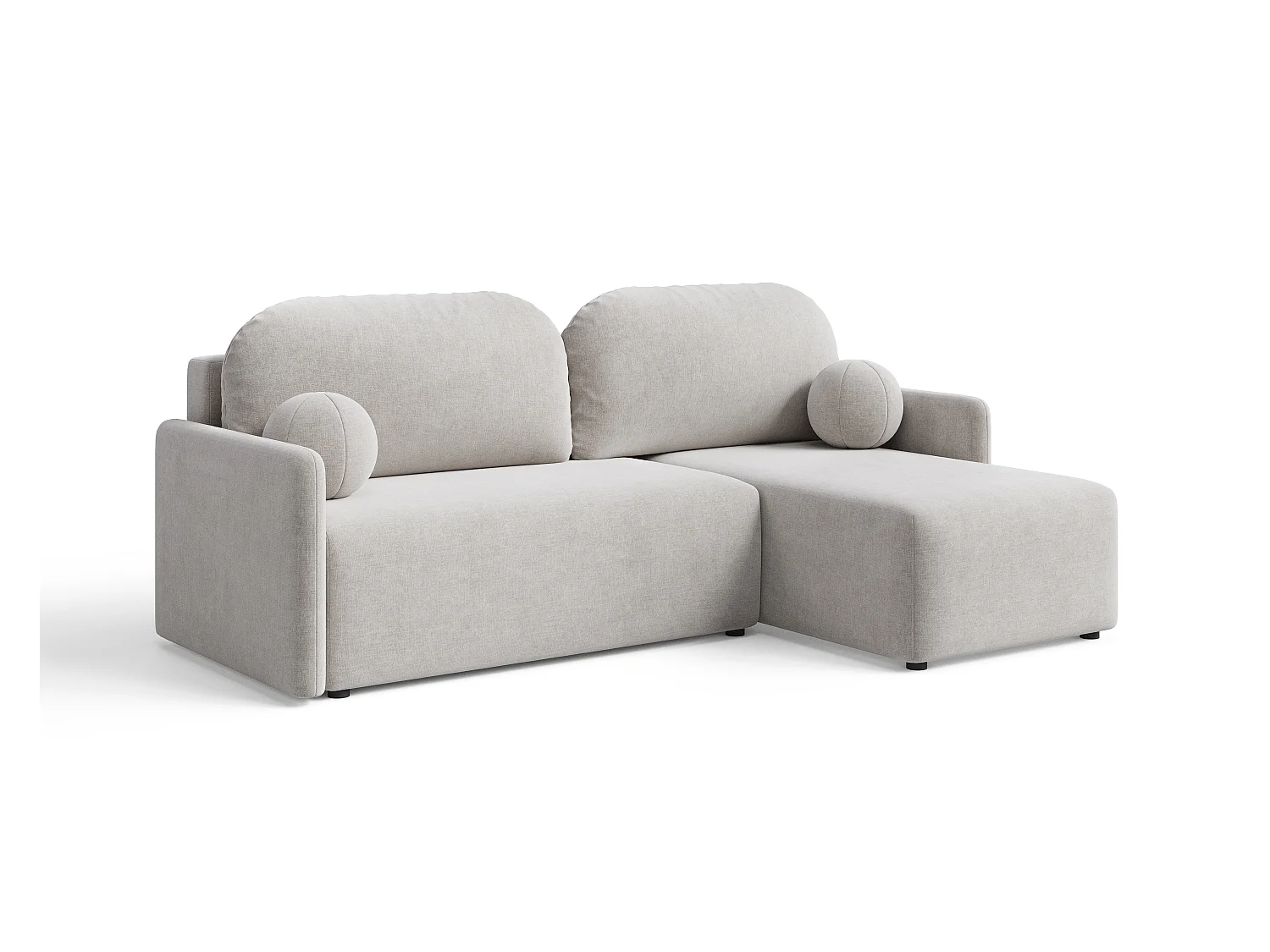 Canapé d'angle convertible 3 places en tissu chenille beige KOKO L