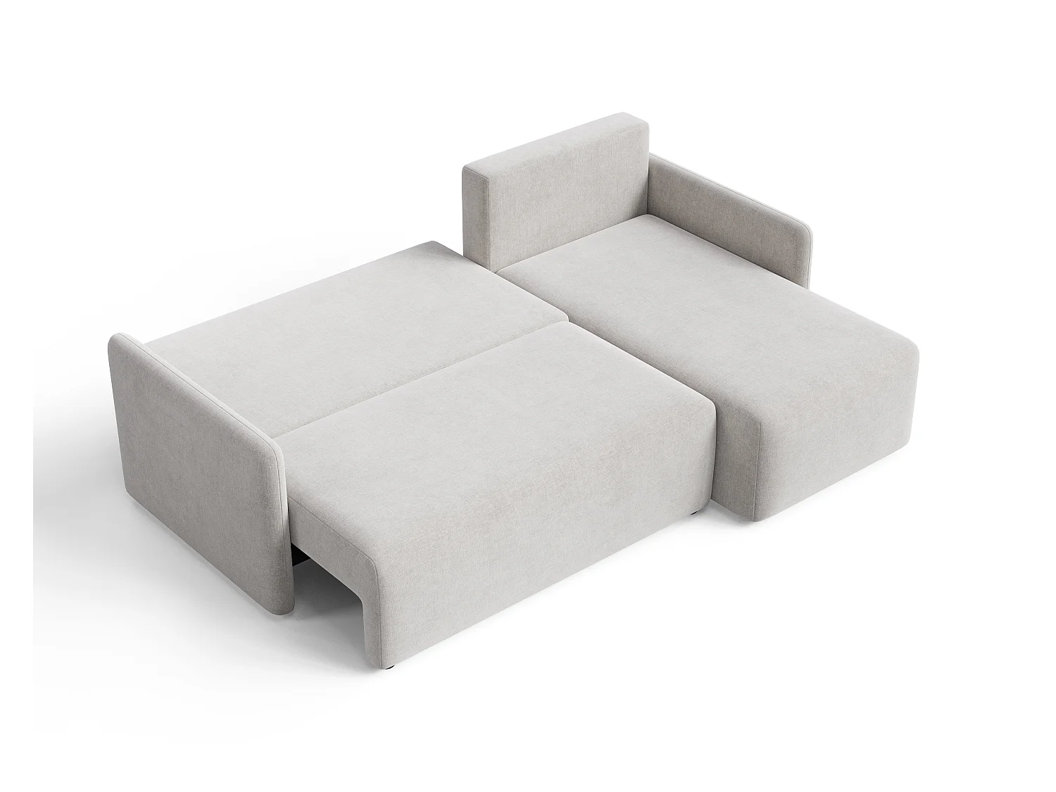 Canapé d'angle convertible 3 places en tissu chenille beige KOKO L