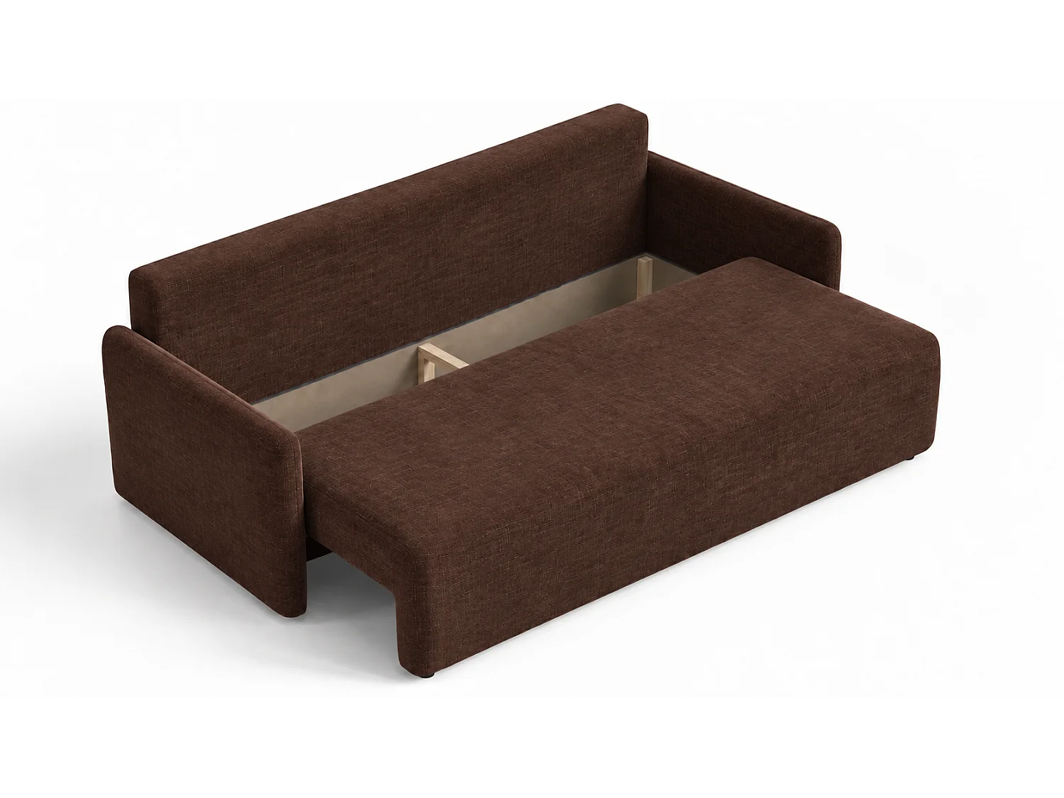 3-zits slaapbank van chocoladebruin chenillestof SOFA KOKO