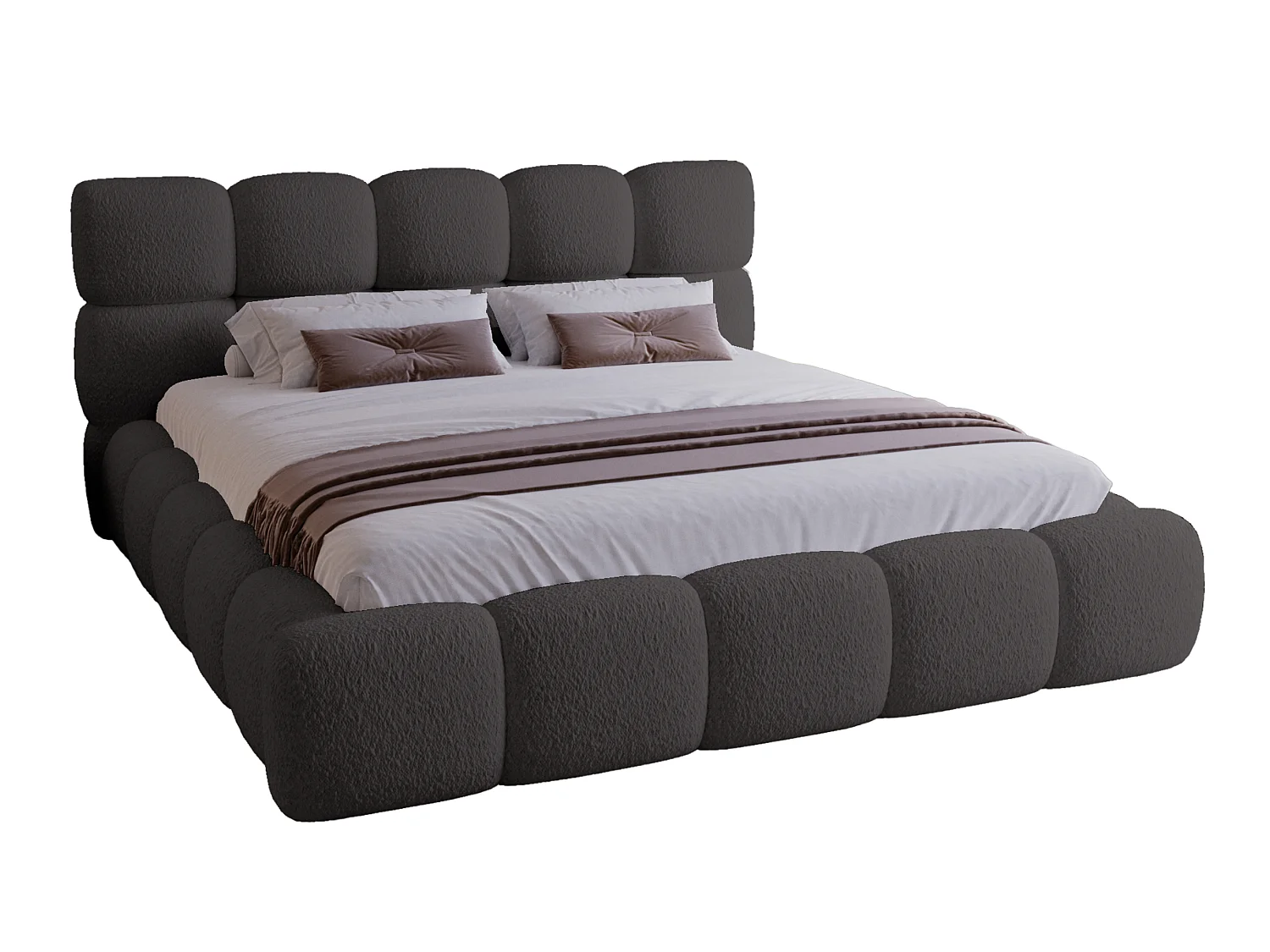 BESILIO Gestoffeerd bed 140x200 bouclé Boston – bed met opbergruimte en metalen lattenbodem, modern opbergbed met dikke schuimvulling – Grijs