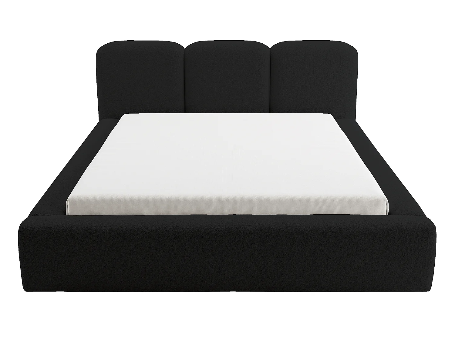 BESILIO Bouclé gestoffeerd bed Santiago 140x200 met opbergruimte en metalen lattenbodem, dikke zijkanten - Zwart