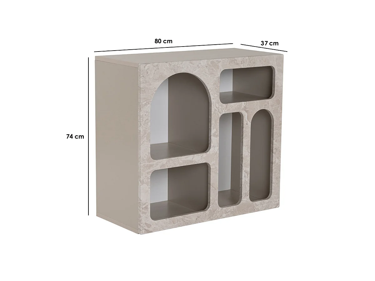 SORA Shelf with 5 Niches, 80 cm Wide