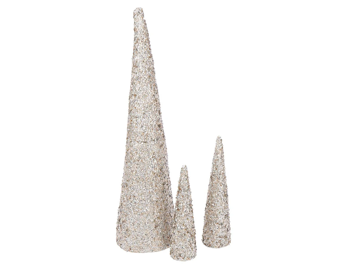 Cône Déco "Sequins" 56cm Champagne