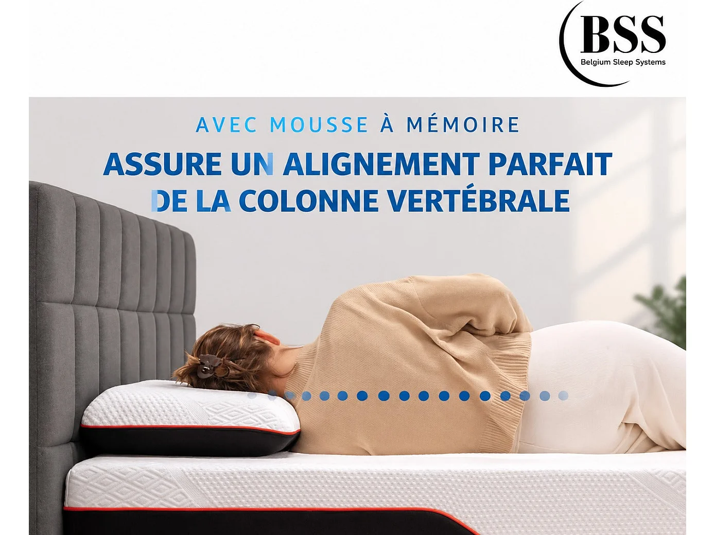 MLILY Oreiller ergonomique à mémoire de forme 60 x 40 x 12 cm, Mousse au charbon de bambou, Housse Tencel déhoussable et lavable