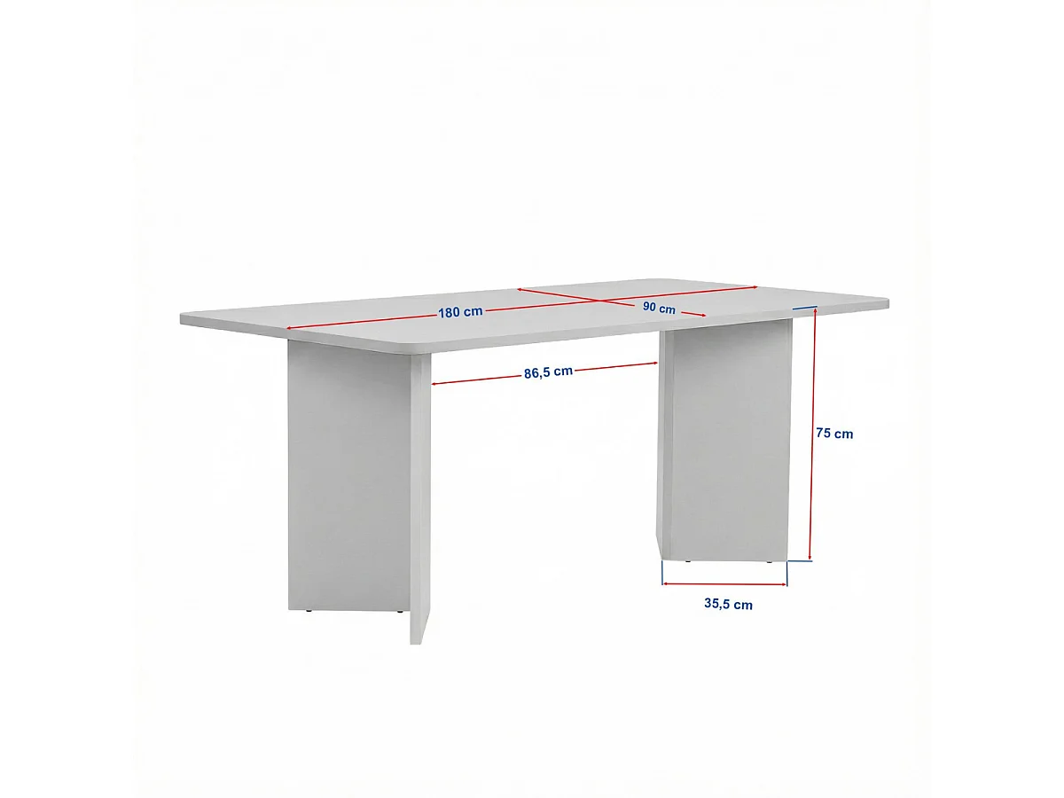 Table à manger avec plateau rectangulaire L180 cm - LORAN