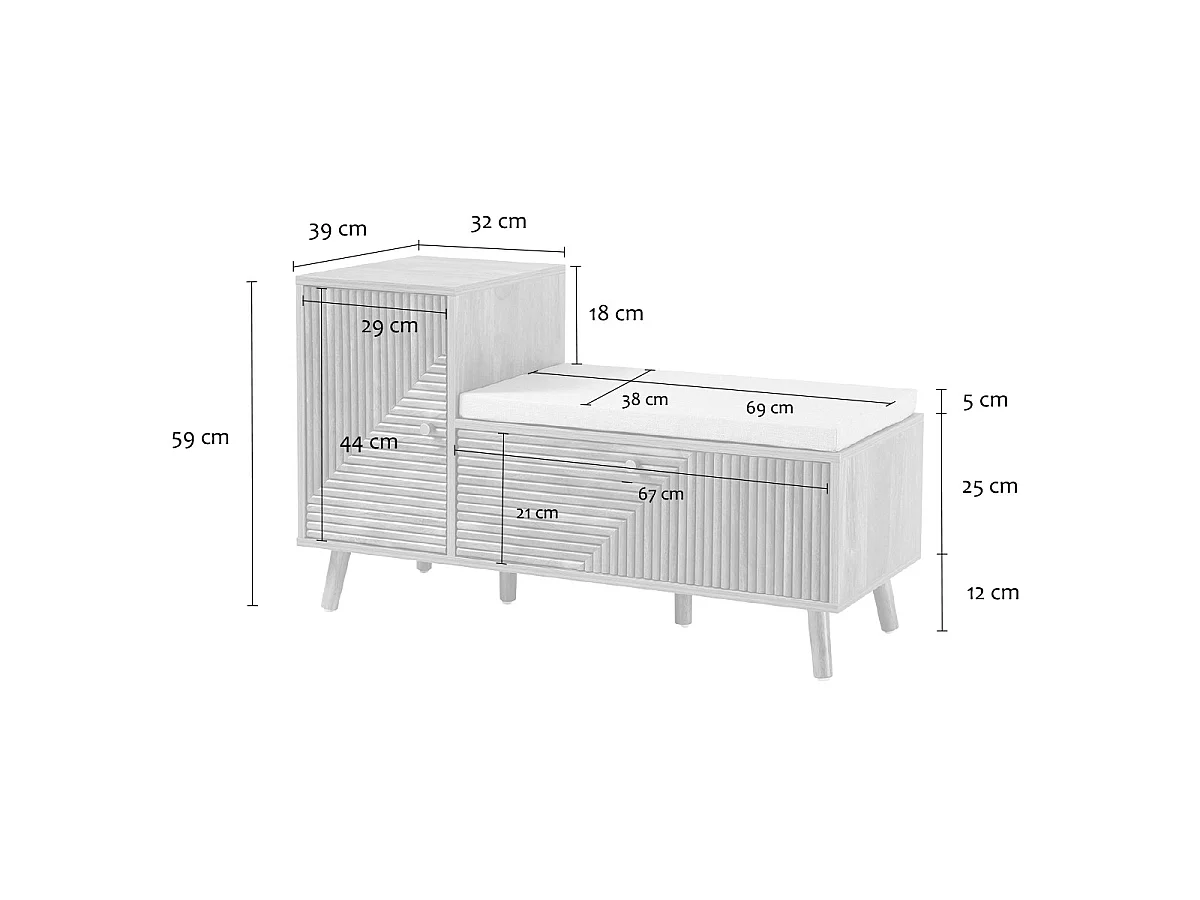 Sapateira de 2 portas com frentes laminadas L101 cm - EDEN