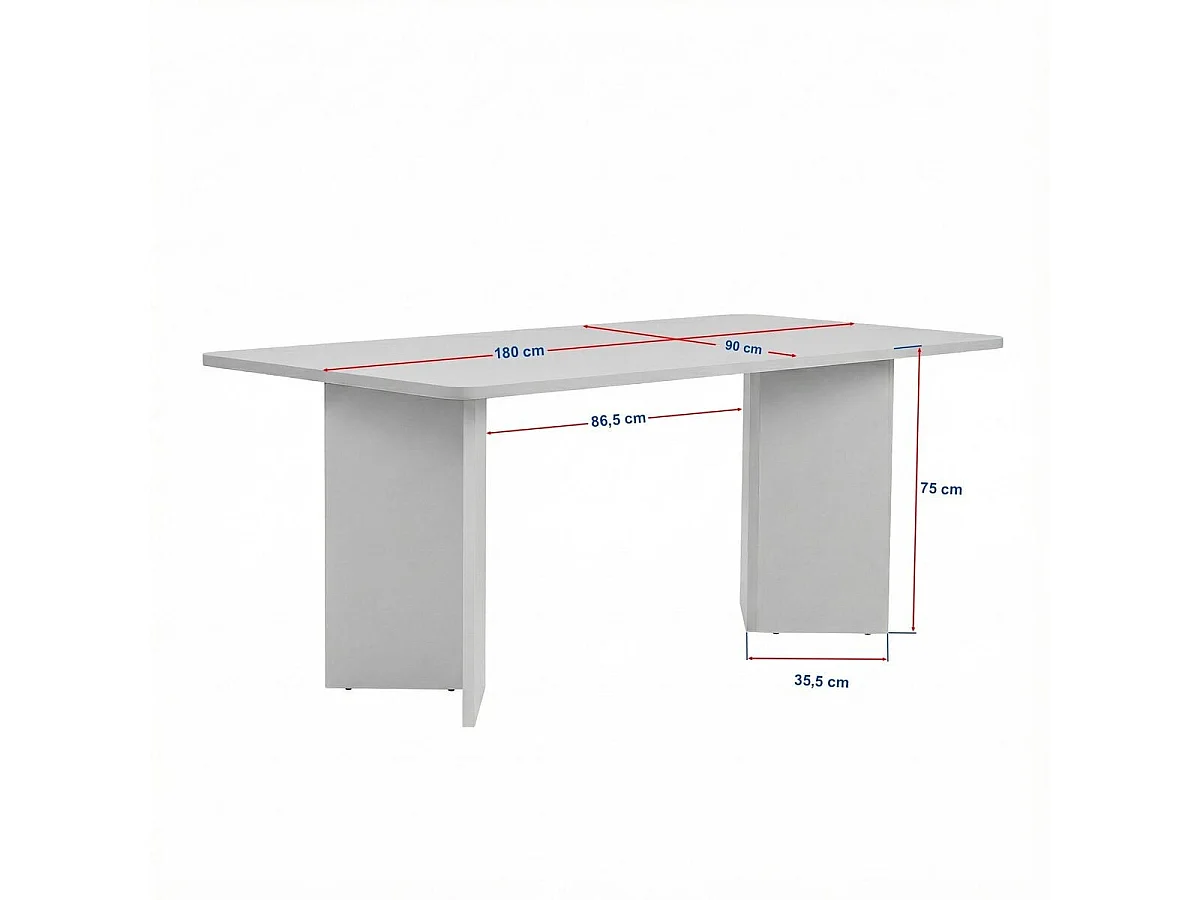 Table à manger avec plateau rectangulaire L180 cm - LORAN