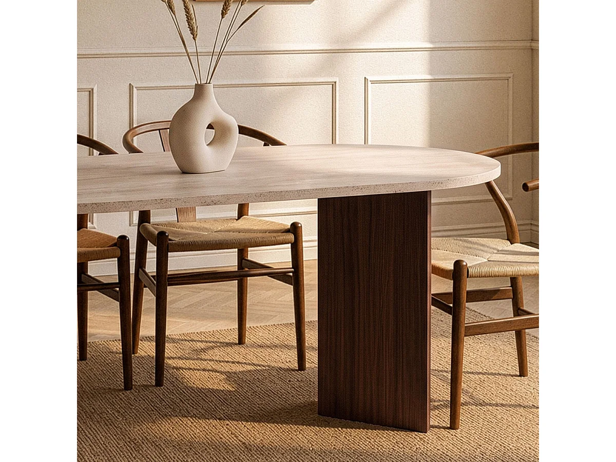 Table à manger avec bords arrondis L180 cm - SABLE