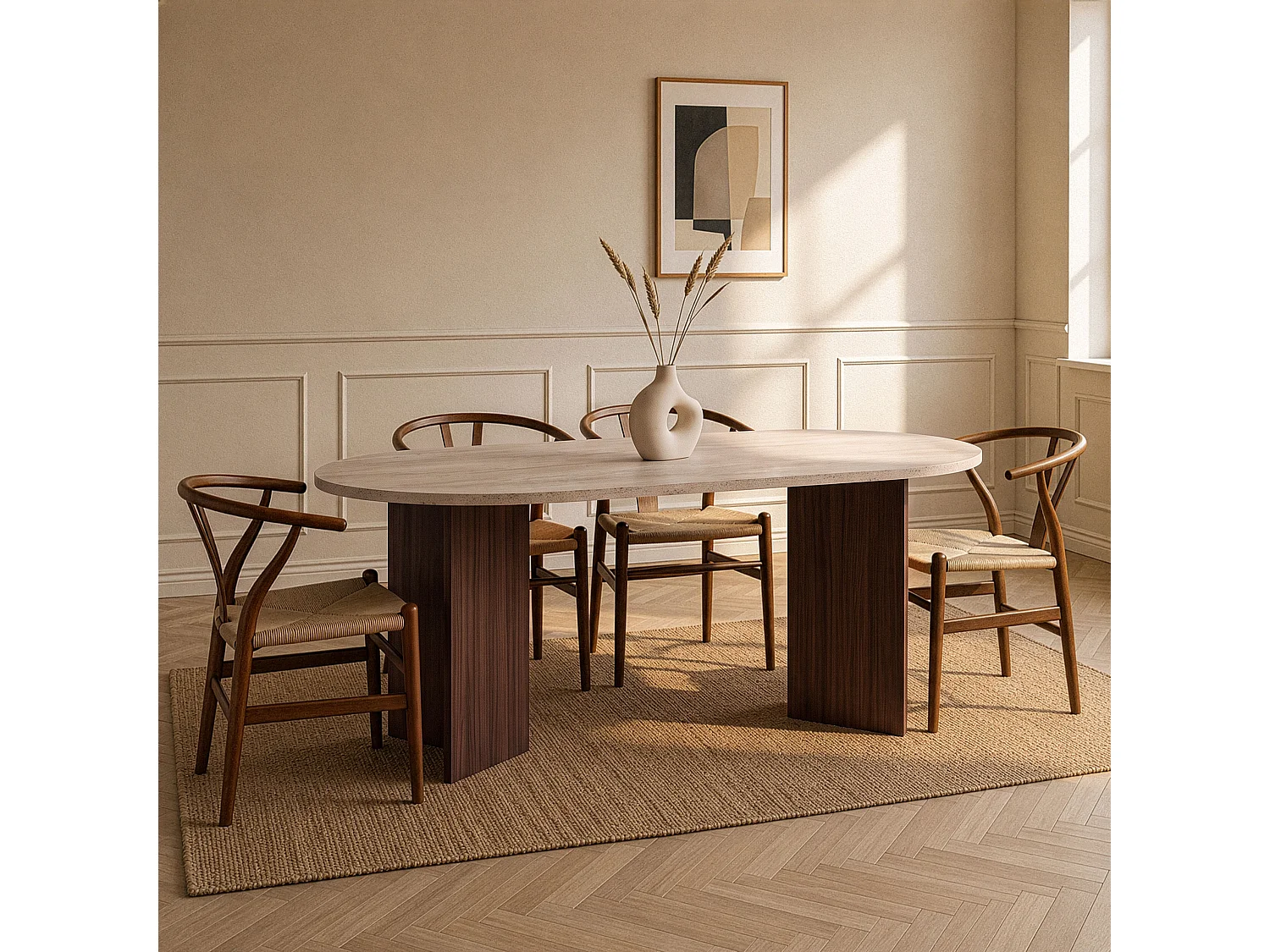 Table à manger avec bords arrondis L180 cm - SABLE