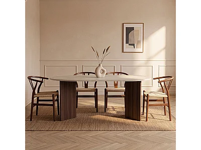 Table à manger avec bords arrondis L180 cm - SABLE