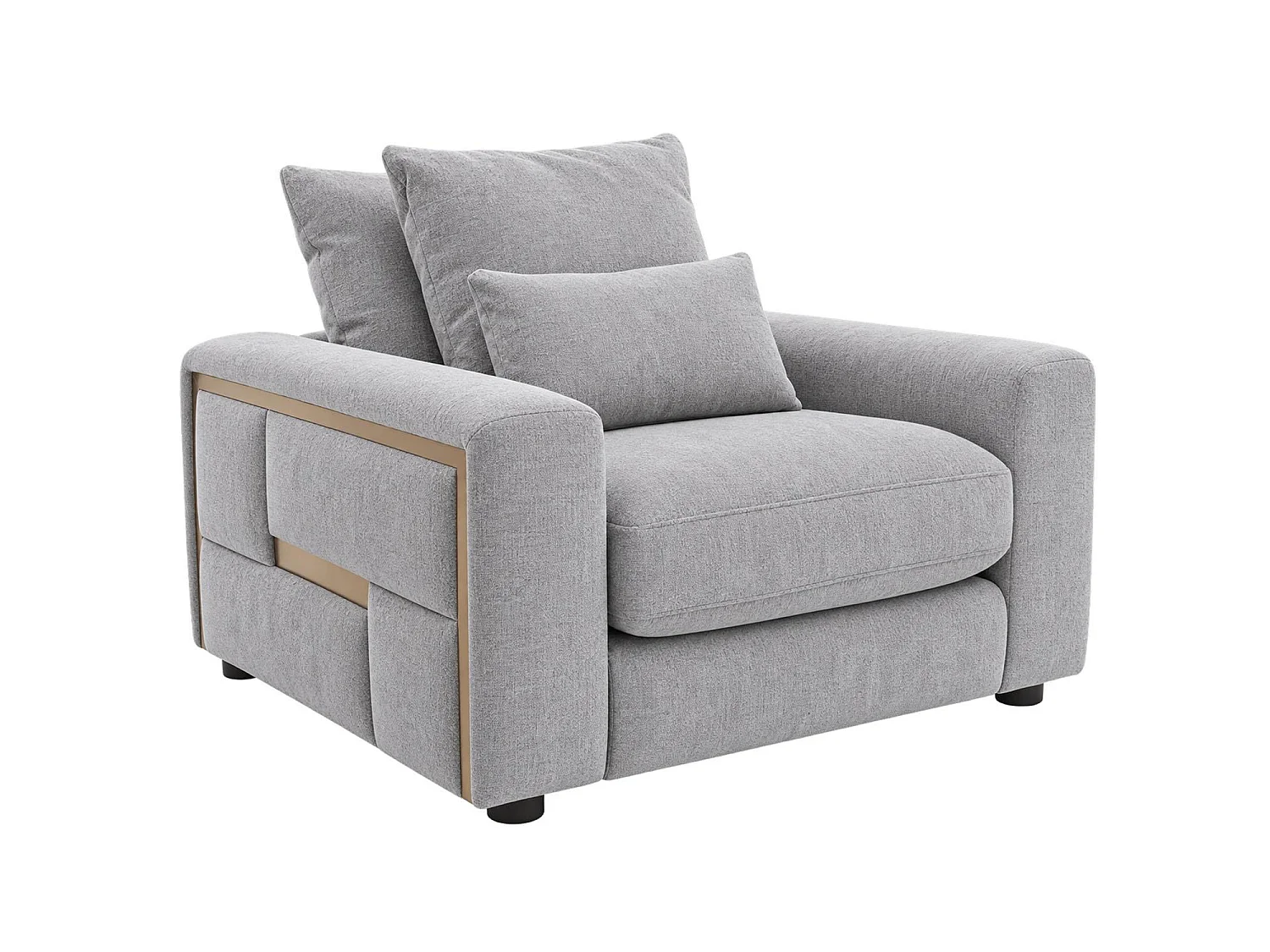 Juno Grey Chenille Armchair with Removable Seat & Back Cushions