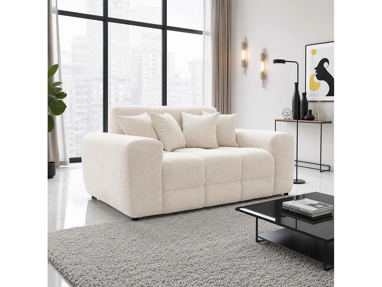 Jenson Natural Plush Velvet 3 + 2 Seater Sofa Set with Deep Seats