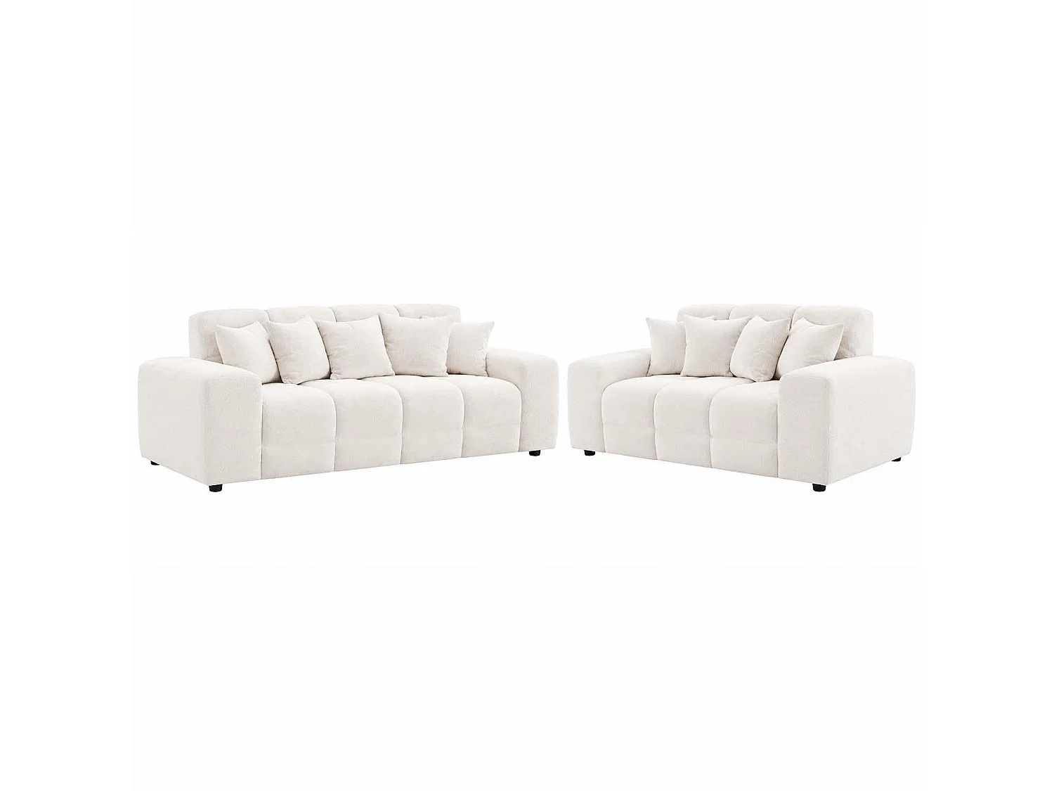 Jenson Natural Plush Velvet 3 + 2 Seater Sofa Set with Deep Seats