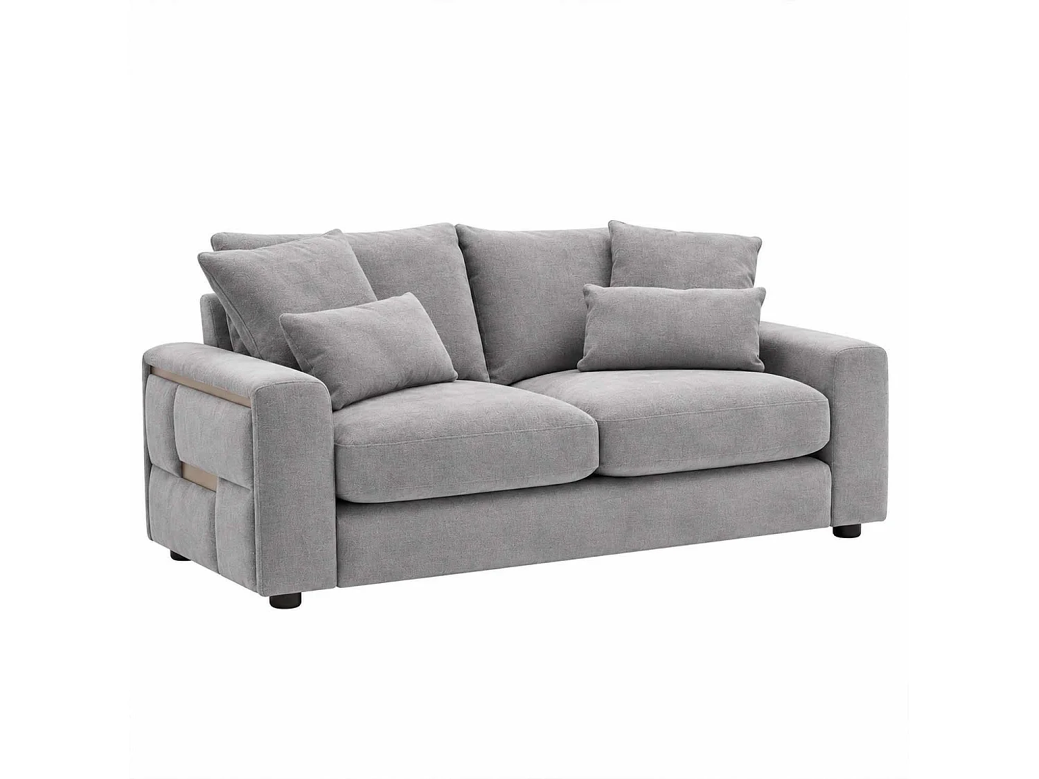 Juno Grey 2 Seater Chenille Sofa with Removable Seat & Back Cushions