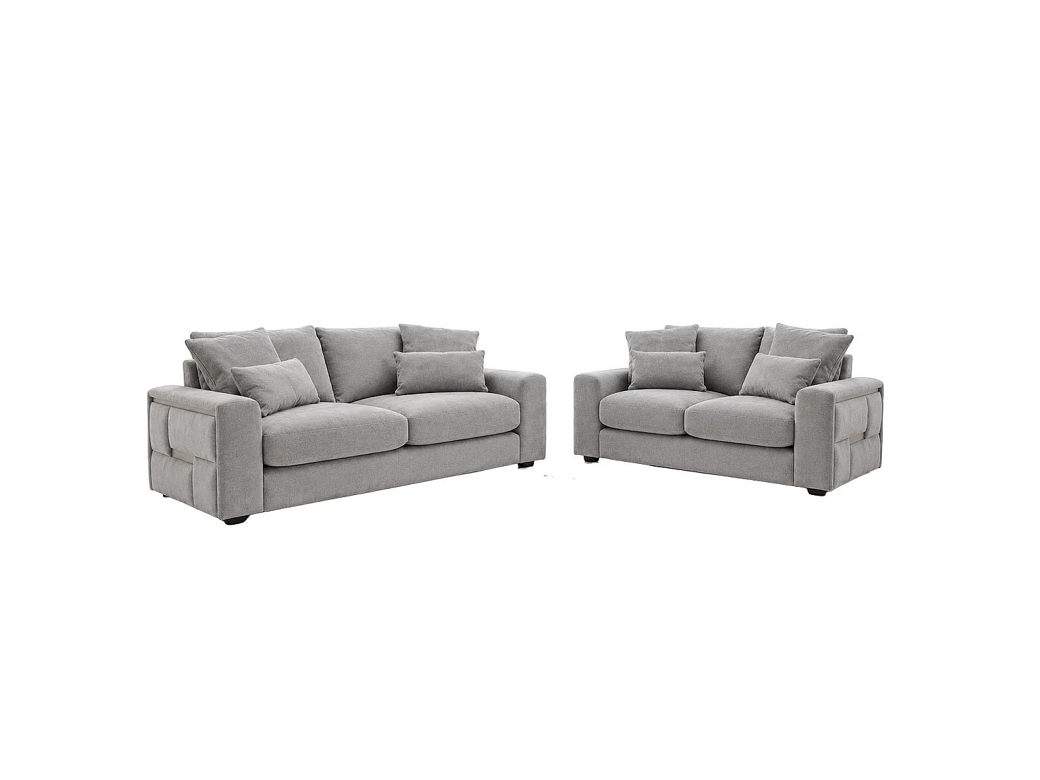 Juno Grey Chenille 3 + 2 Seater Sofa Set with Removable Cushions