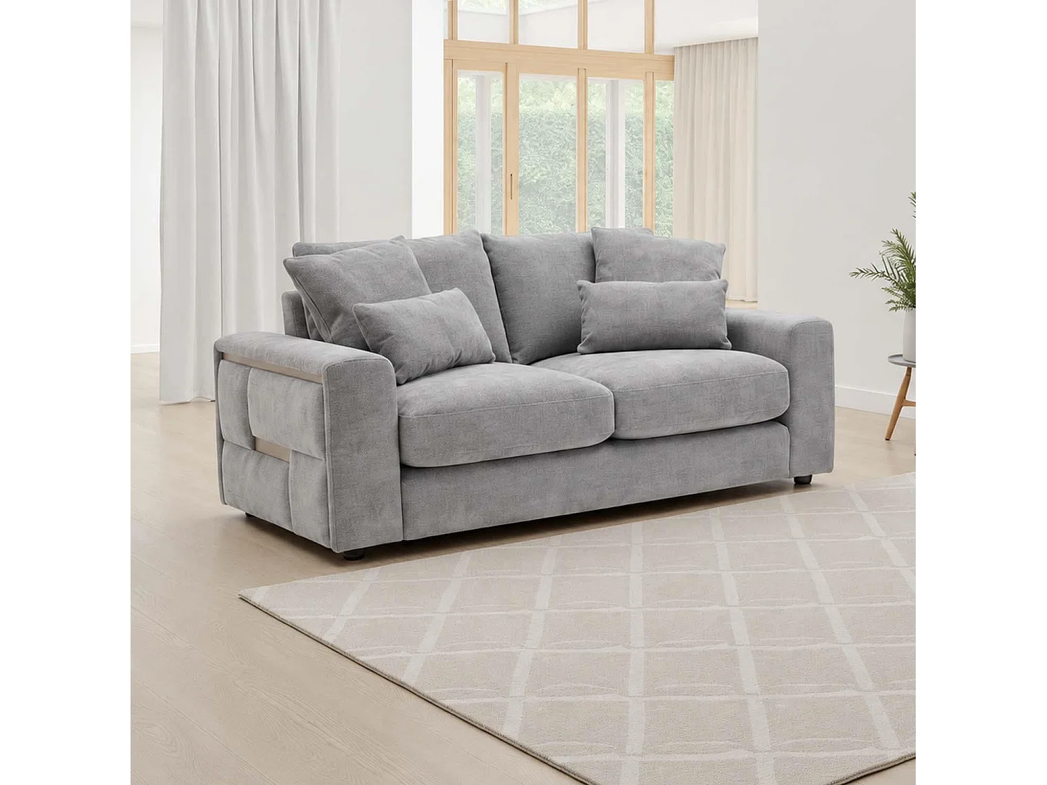 Juno Grey Chenille 3 + 2 Seater Sofa Set with Removable Cushions