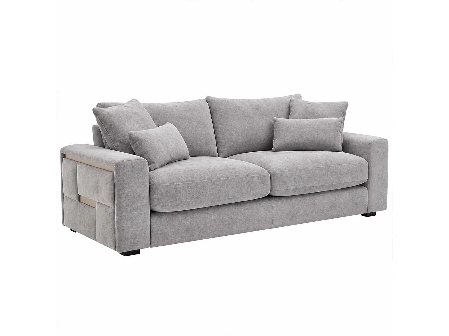 Juno Grey 3 Seater Chenille Sofa with Removable Seat & Back Cushions
