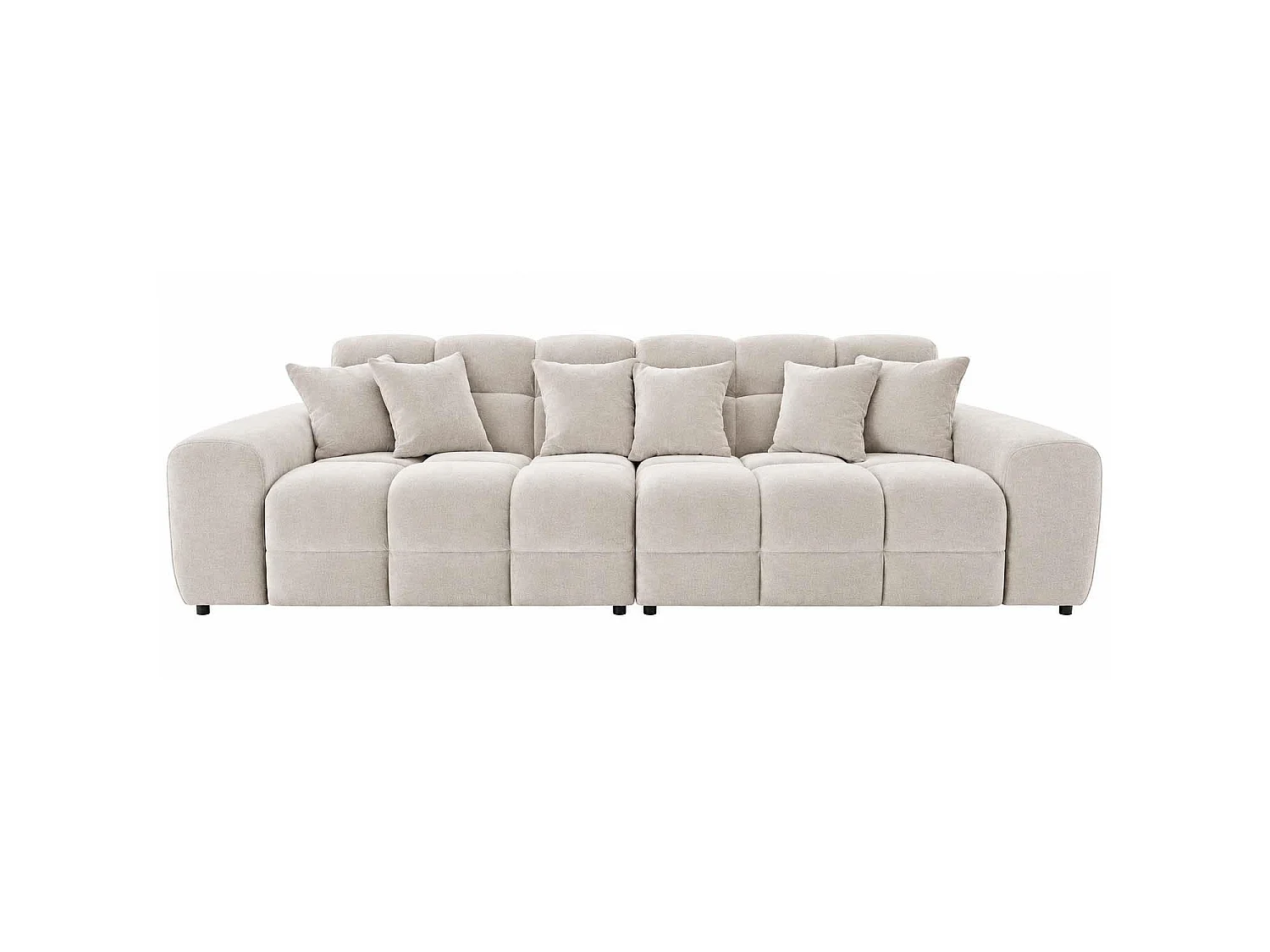 Jenson Natural 4 Seater Plush Velvet Sofa with Deep Seats & Boxed Arms
