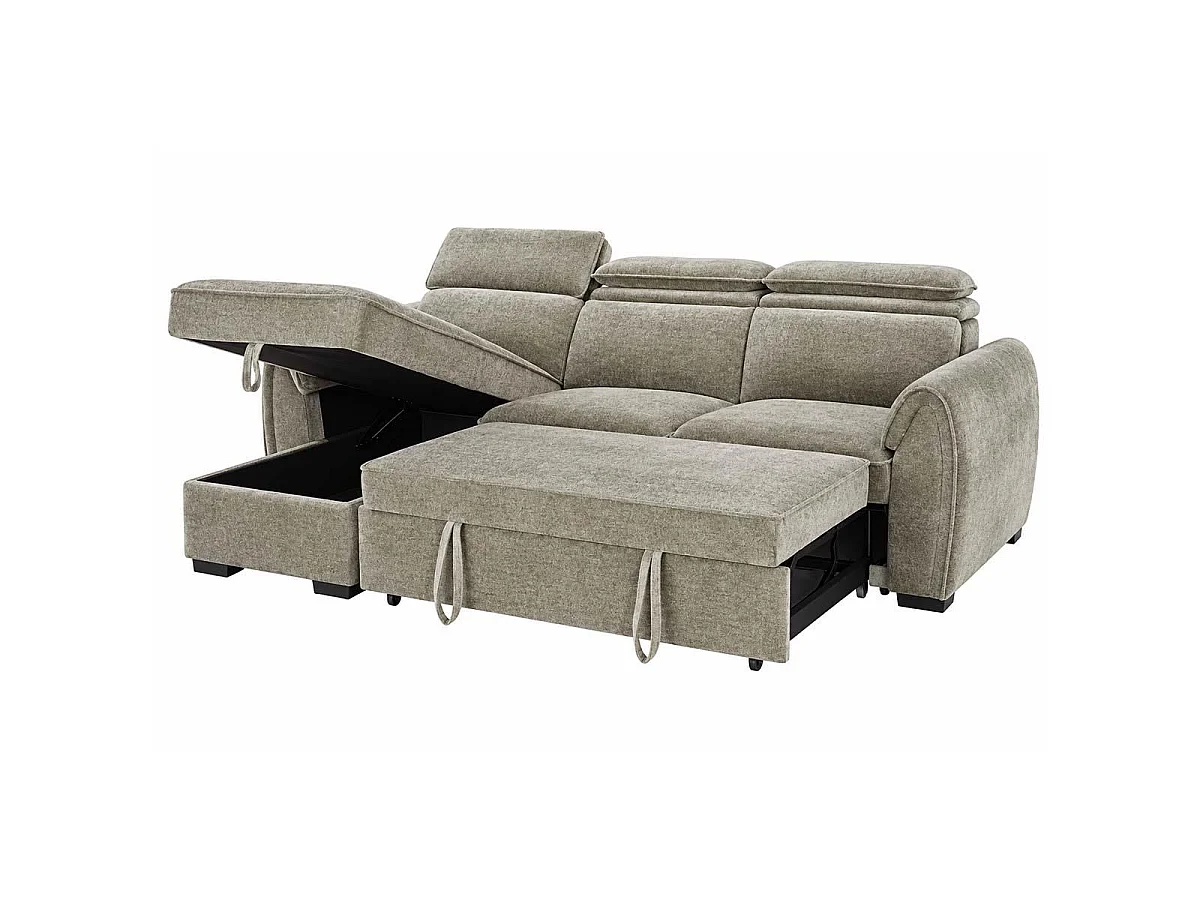 Carlo Fabric Mushroom Universal Corner Sofabed Storage