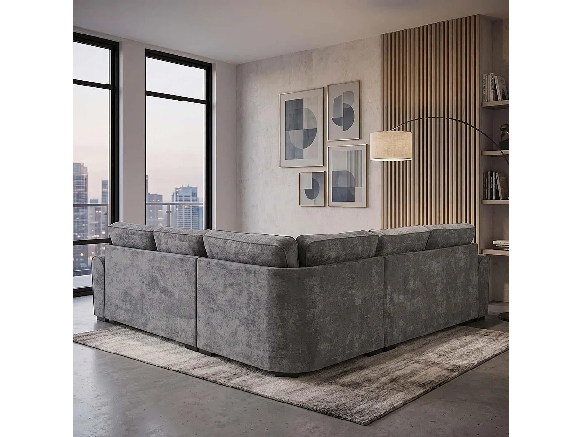 Montford Grey Fabric 5 Seater L Shaped Corner Sofa