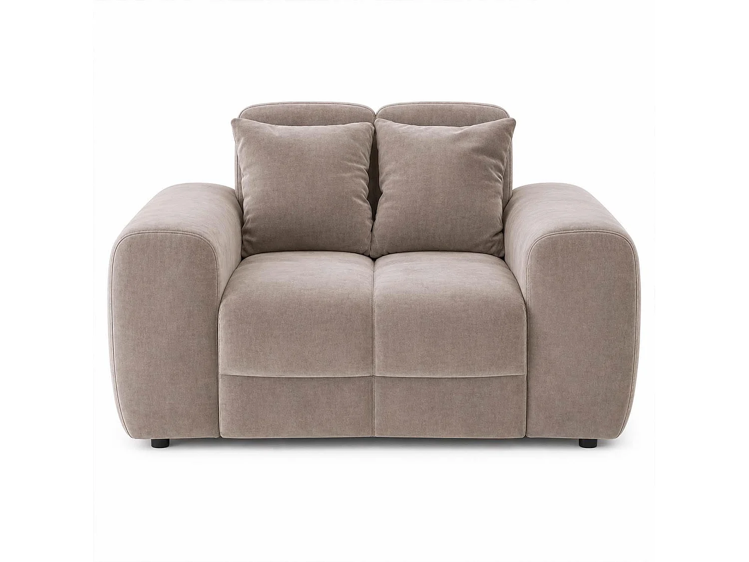Jenson Beige Plush Velvet Armchair with Deep Seat & Thick Boxed Arms