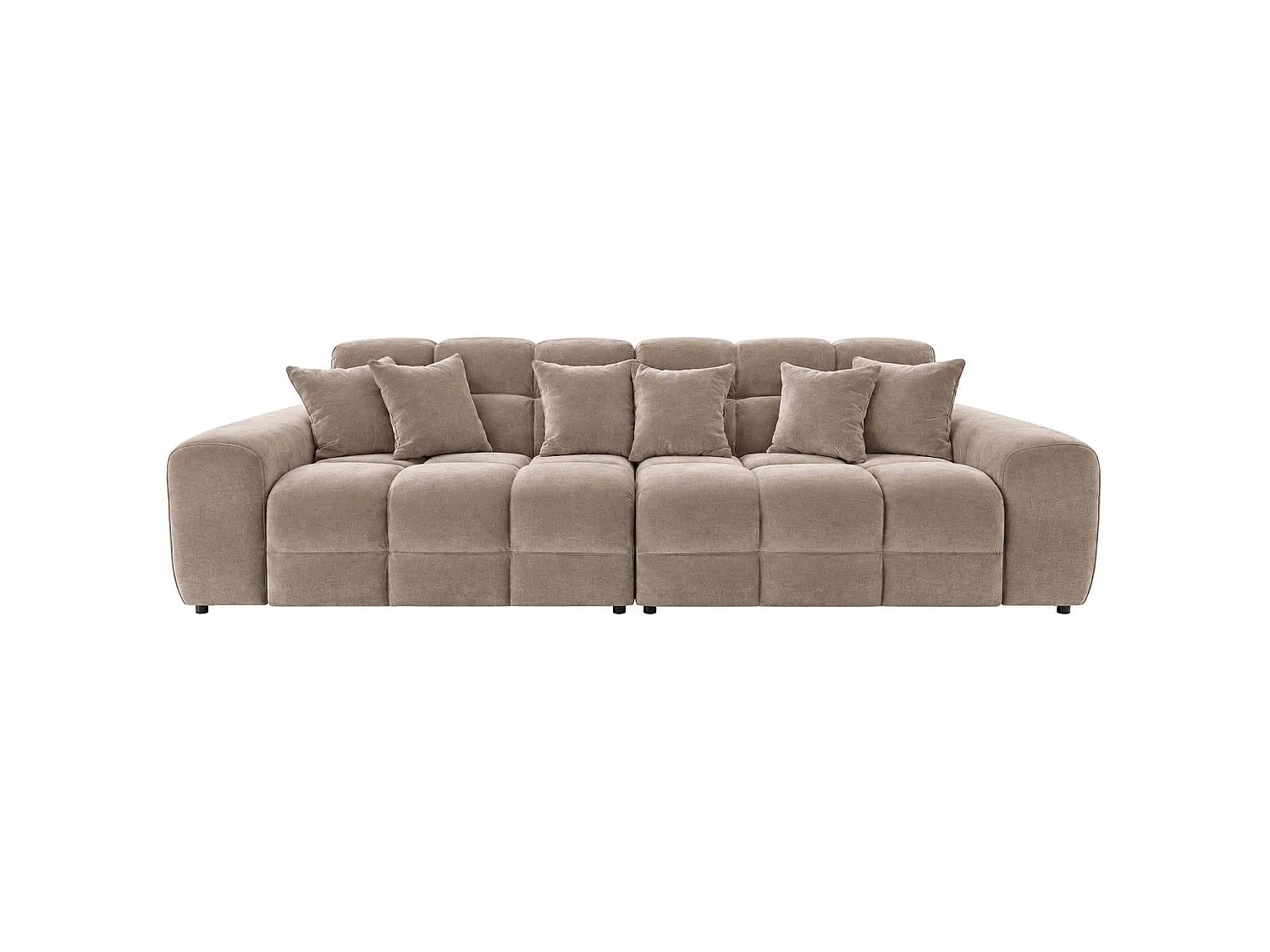 Jenson Beige 4 Seater Plush Velvet Sofa with Deep Seats & Boxed Arms