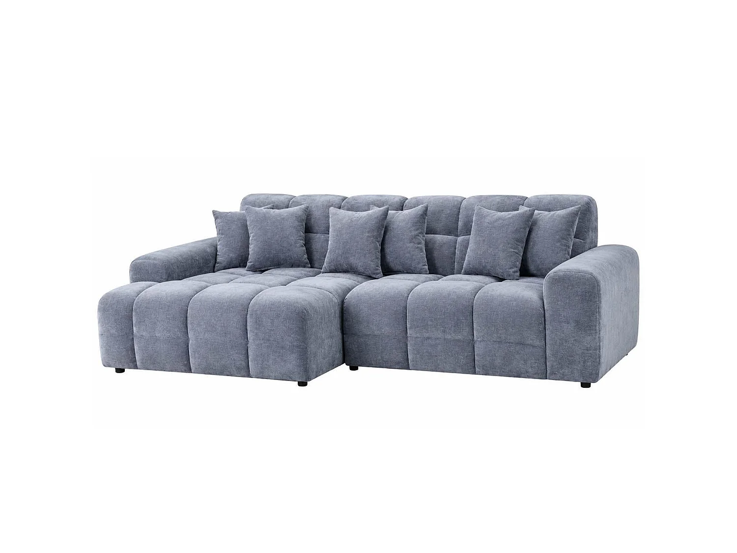 Jenson Grey Left Hand Facing Plush Velvet Corner Sofa with Chaise