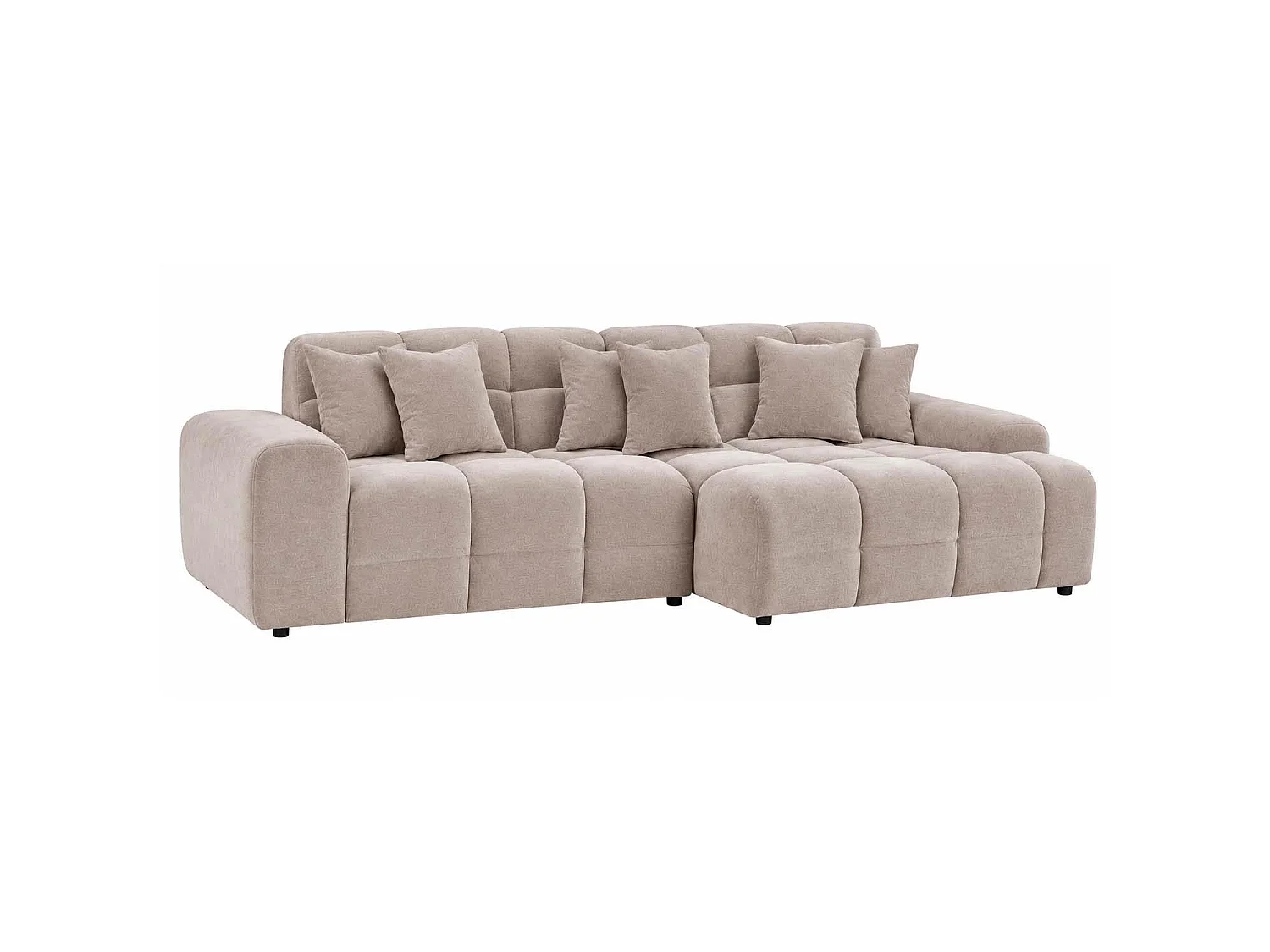 Jenson Beige Right Hand Facing Plush Velvet Corner Sofa with Chaise
