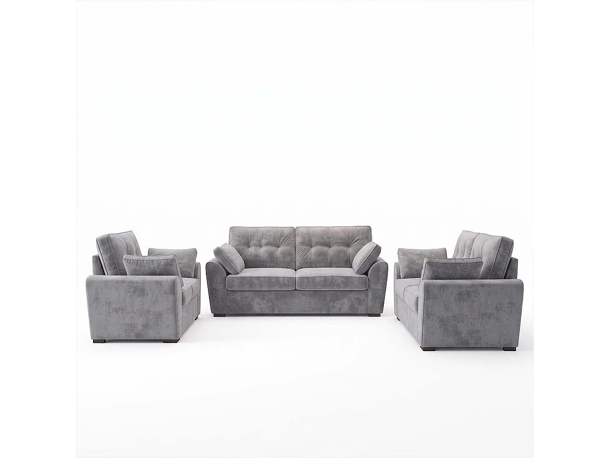 Montford Grey 3 + 2 + 1 Three Piece Sofa Suite High Back Fabric
